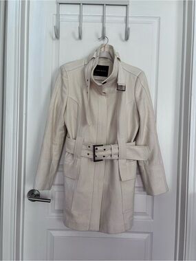 Zara Cream Belted Trench Coat with Buckle Detail